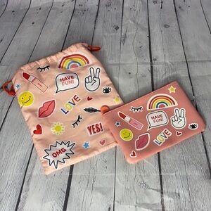 NWOT Matching Makeup Bag Set: Peace and Love Theme